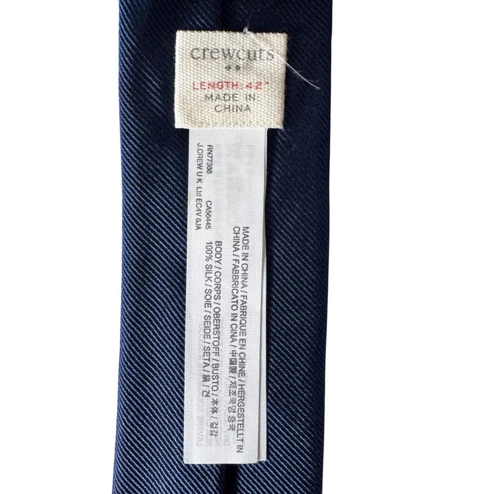 Crewcuts J.Crew Boys Necktie 100% Silk Navy Blue Twill Formal Wedding Tie 42